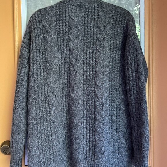 Jenni Kayne Wool & Alpaca Cable Cocoon Cardigan In Charcoal - Picture 3 of 7